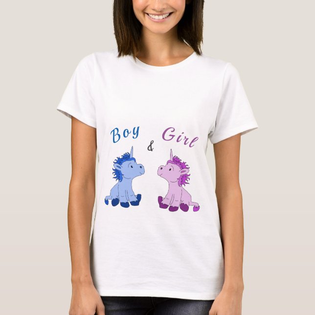 T-shirt Unicorn garçon et fille jumeaux (Devant)