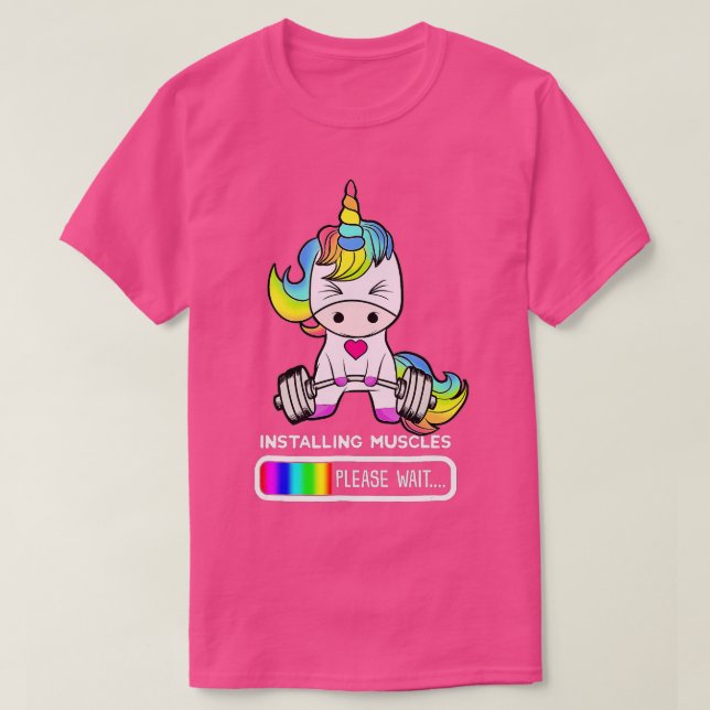 T-shirt Unicorn Gym Installation Muscles Unicorn Weightlif (Design devant)