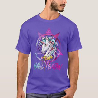 T-shirt Unicorn Hail Satan Death Metal Rainbow shirt Rave