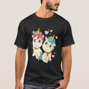 T-shirt Unicorn Heart Valentine's Day for Women Girls