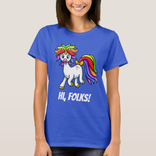 T-shirt Unicorn Hi Folks drôle gai