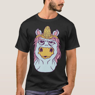 T-shirt Unicorn horse graphic with corn on the cob for men