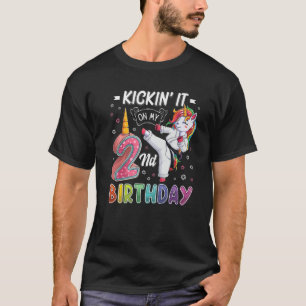 T-shirt Unicorn Karate 2E Anniversaire Deux 2 Ans Taekwo