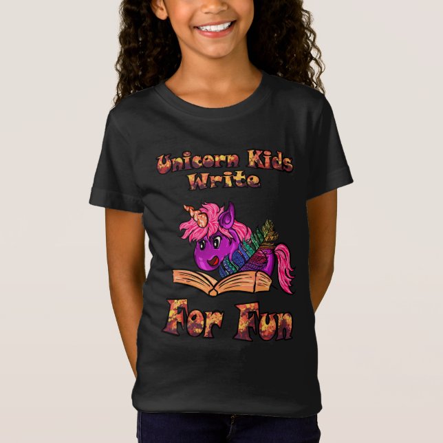 T-Shirt Unicorn Les Enfants Écrivent Pour S'Amuser (Devant)