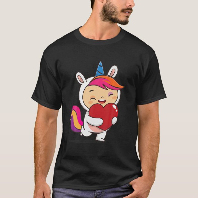 T-shirt Unicorn Lovers, Unicorn Heart Valentines Filles de (Devant)