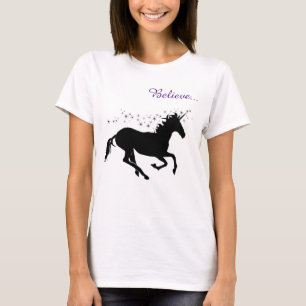 T-shirt Unicorn Magic Believe Black Women's Tee