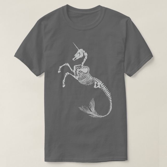 T-shirt Unicorn Mermaid Skeleton Halloween Art Imaginaire  (Design devant)