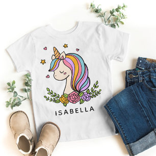 T-shirt Unicorn mignon Whimsical Girl Nom personnalisé