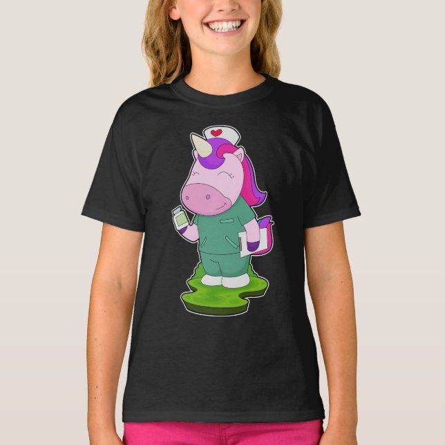 T-shirt Unicorn Nurse Medicine (Devant)