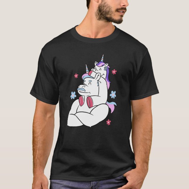 T-shirt Unicorn Papa Dadacorn Père Fille Unicorne (Devant)