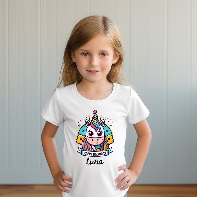T-shirt Unicorn Personnalisée Fête d'Anniversaire (Créateur téléchargé)