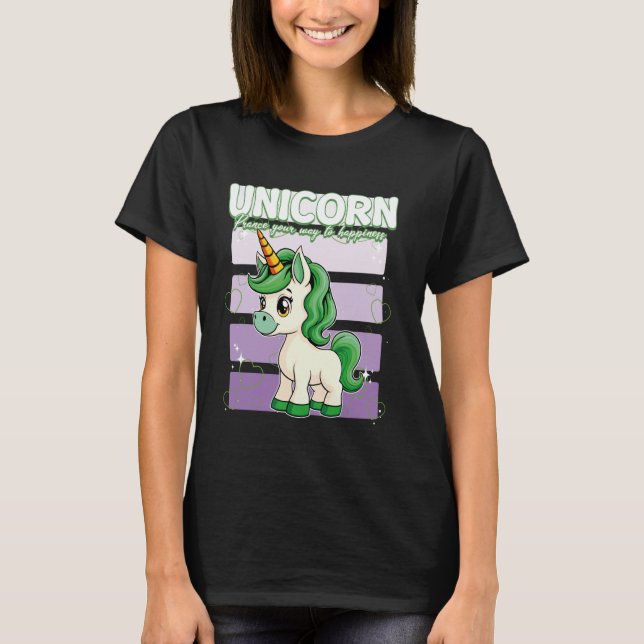T-shirt Unicorn Prance Votre Chemin Vers Le Bonheur Unicor (Devant)