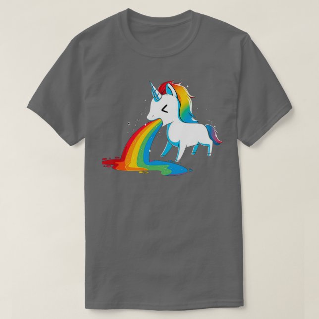 T-shirt Unicorn Puking Rainbows Funny Unicorn (Design devant)