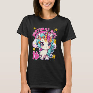 T-shirt Unicorn Rainbow Party Stars 16e anniversaire Girl 