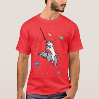 T-shirt Unicorn Riding Narwhal Dans L'Espace
