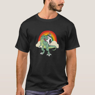 T-shirt Unicorn Riding Rex Dinosaur Boys Girls Men Women R