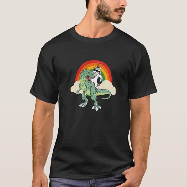 T-shirt Unicorn Riding Rex Dinosaur Boys Girls Men Women R (Devant)