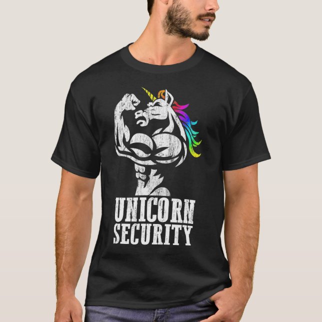 T-shirt Unicorn Sécurité Rainbow Muscle Manly Funny Cadeau (Devant)