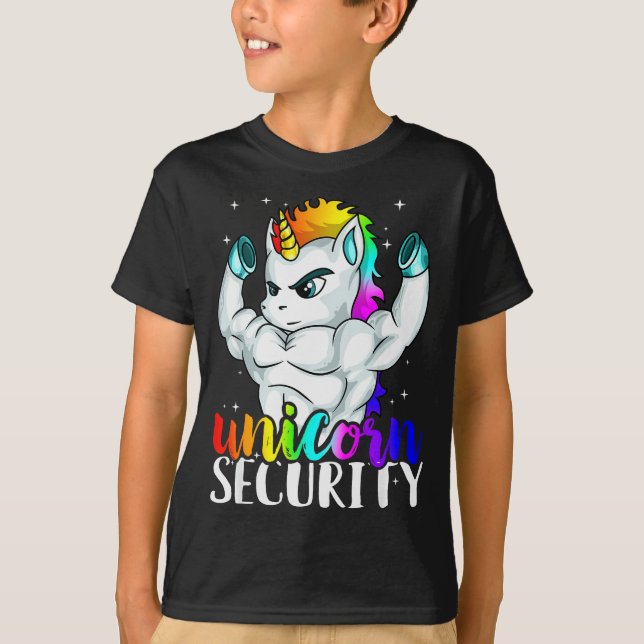 T-shirt Unicorn Security Squad Muscle Tee Funny Dad Brothe (Devant)