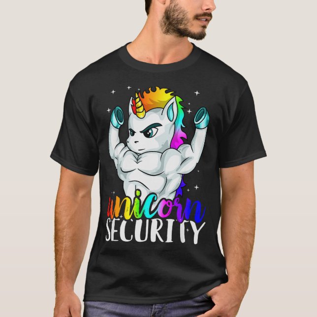 T-shirt Unicorn Security Squad Muscle Tee Funny Dad Brothe (Devant)