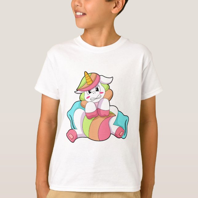 T-shirt Unicorn shy with Pillow (Devant)