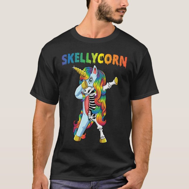 T-shirt Unicorn Skeleton  Dabbing Unicorn Cute Halloween (Devant)