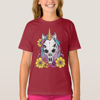 T-shirt Unicorn Skull Flowers Pastel Goth Soft Grunge Goth