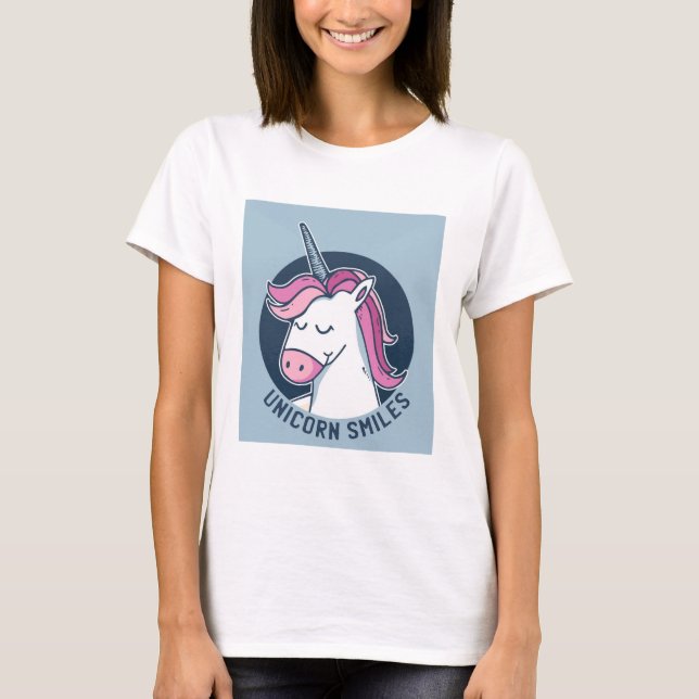 T-shirt Unicorn sourit (Devant)