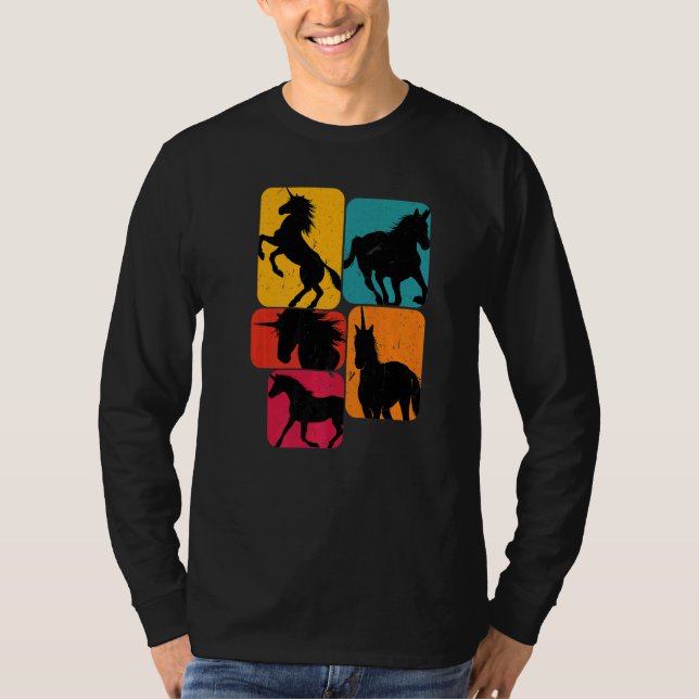 T-shirt Unicorn unicorns Retro (Devant)