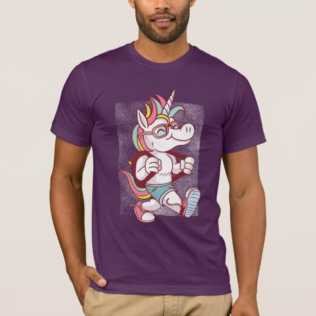 T-shirt Unicorn Va À L'École (Devant)