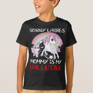 T-shirt Unicorn Valentines Day Boys Kids Désolé Mesdames M