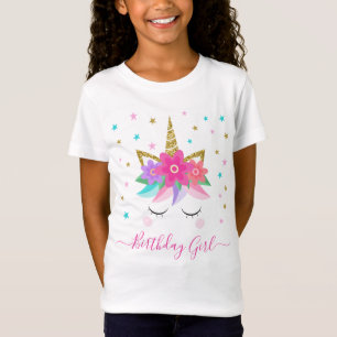 T-Shirt Unicorn Visage Floral Anniversaire fille