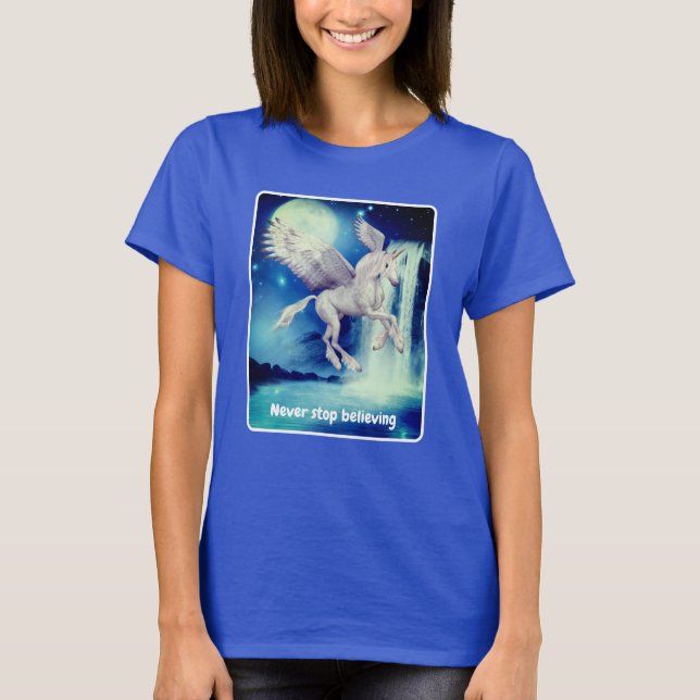 T-shirt Unicorn Waterfall Believe Inspirational (Devant)