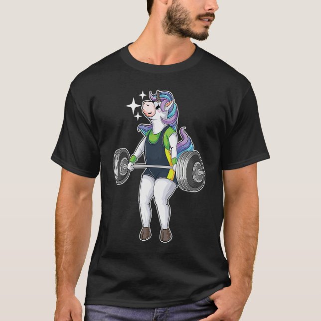 T-shirt Unicorn Weightlifting  Cool Horned Horse Workout (Devant)