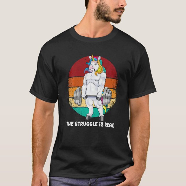 T-shirt Unicorn Weightlifting Deadlift Fitness Gym Workout (Devant)