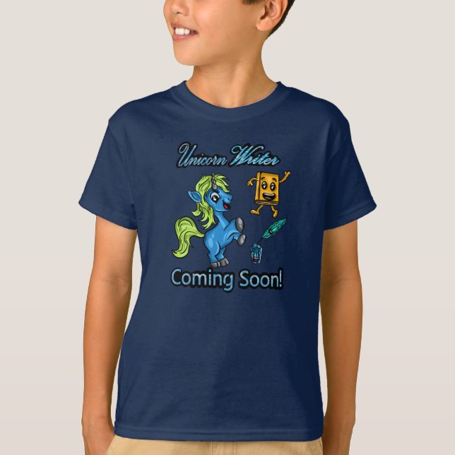 T-shirt Unicorn Writer - Bientôt! (Devant)
