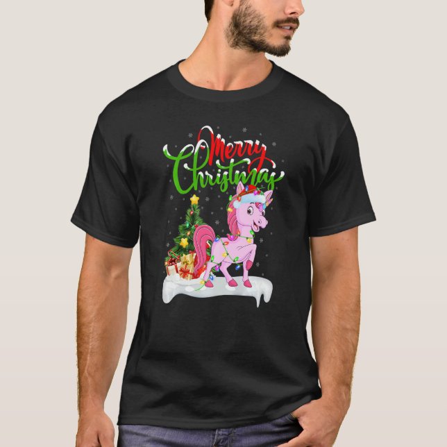 T-shirt Unicorn  Xmas Decorations Santa Unicorn Christmas (Devant)
