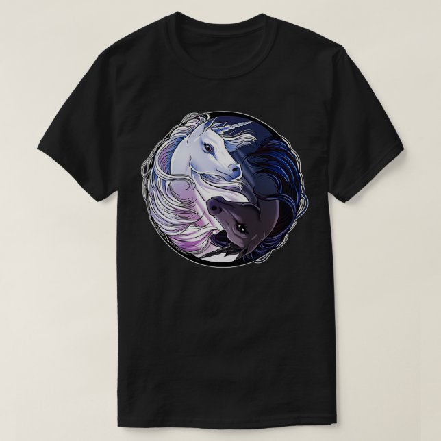 T-shirt Unicorn Yin Yang Funny Yoga Unicornes Hommes Femme (Design devant)