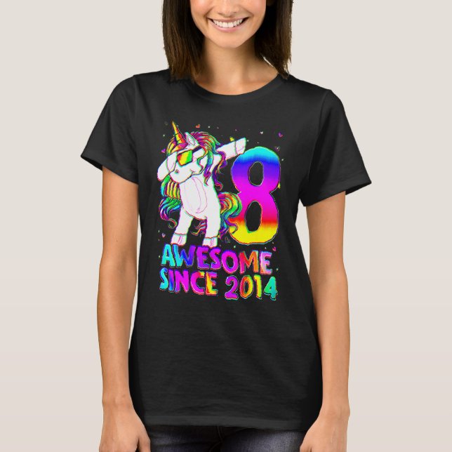 T-shirt Unicorne 8 ans Dabbing 8e anniversaire fille Unic (Devant)