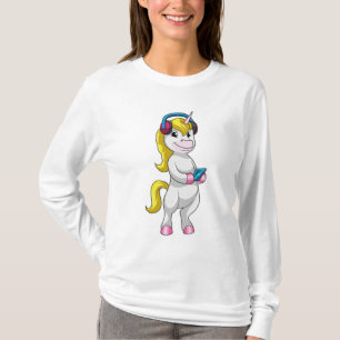 T-shirt Unicorne à l'écoute de musique avec casque