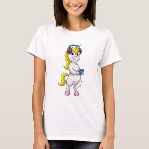 T-shirt Unicorne à l'écoute de musique avec casque