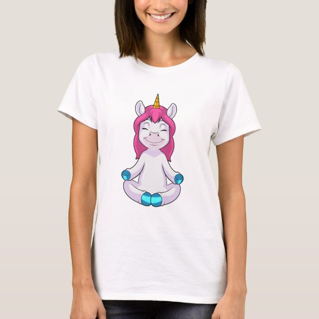 T-shirt Unicorne à Meditate en position assise (Devant)