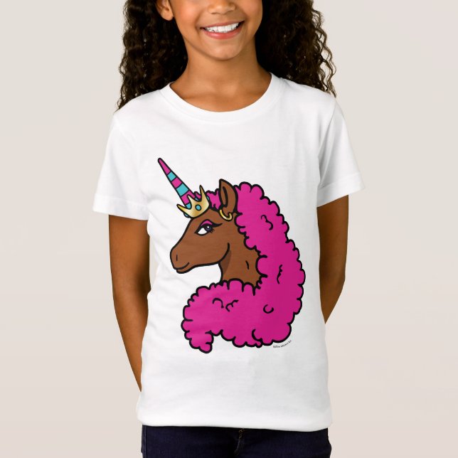 T-Shirt Unicorne Afro Rose Chaud (Devant)