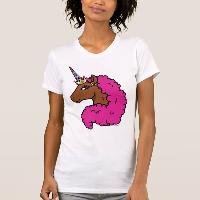 T-shirt Unicorne Afro Rose Chaud (Devant)