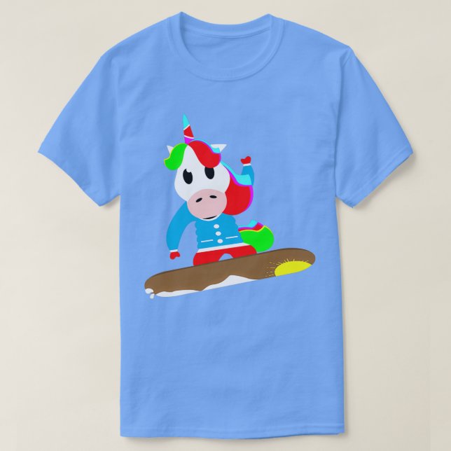 T-shirt Unicorne Animal Snowboard Winter Sport (Design devant)