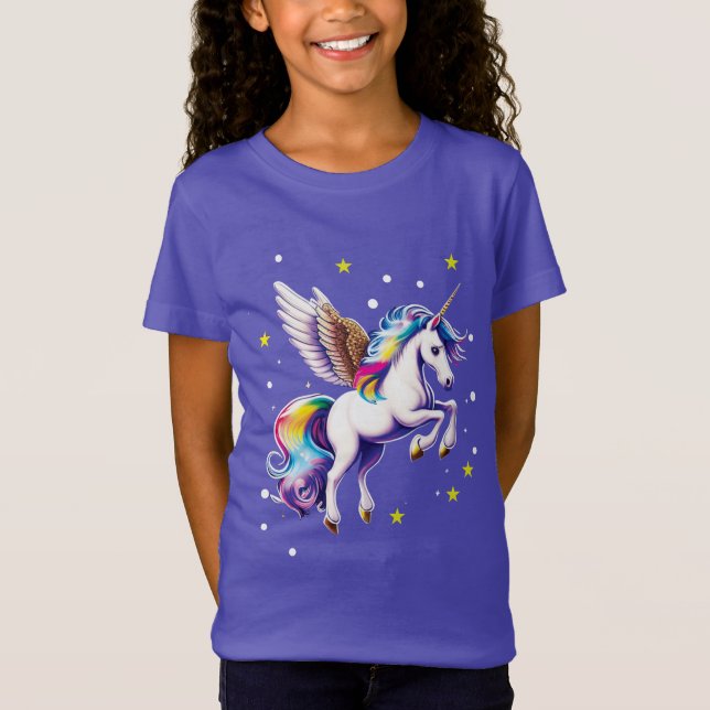 T-Shirt Unicorne arc-en-ciel magique (Devant)