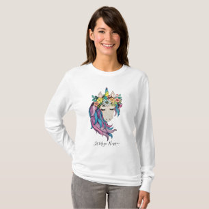 T-shirt Unicorne Aux Fleurs Sauvages En Aquarelle