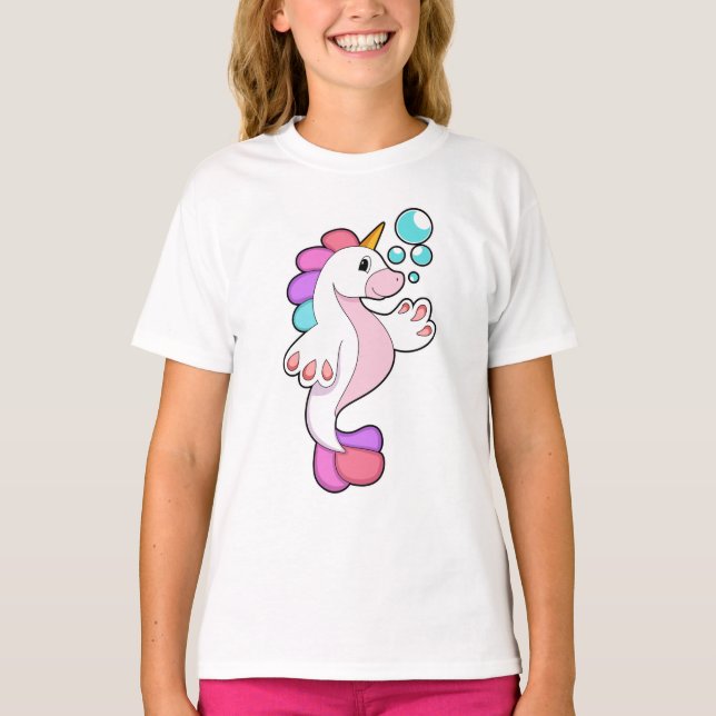 T-shirt Unicorne avec bulles d'eau.PNG (Devant)