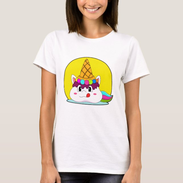 T-shirt Unicorne avec cône de crème glacée (Devant)