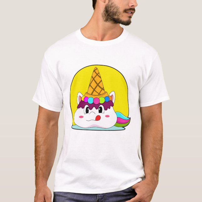 T-shirt Unicorne avec cône de crème glacée (Devant)